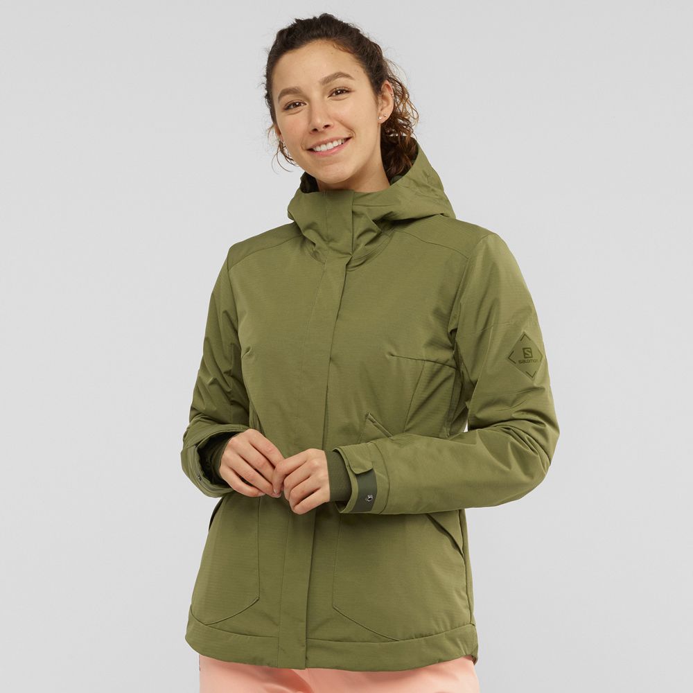 SALOMON SNOW REBEL Philippines - Women's Ski Jackets - Olive Green | 809416-DEI